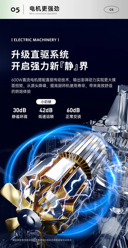 Premium Food Mixer with Dual Blades, Automatic Kneading Large Touchscreen and DC Motor for Quiet Operation 220V.