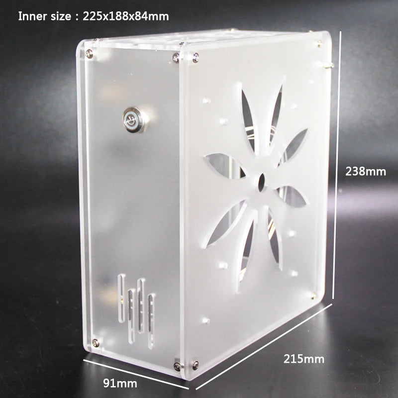 Mini itx computer case Acrylic frosted transparent chassis Personalized key cap switch design supports  Graphics network card.