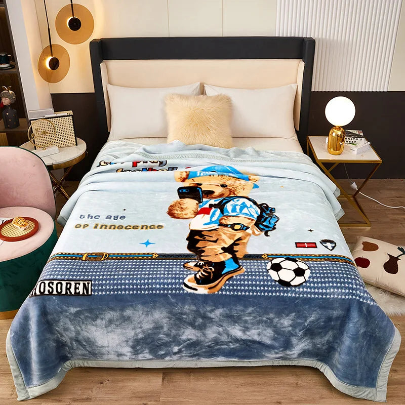 Fleece Blanket Plush Blanket King Size Heavy Mink Blanket Silky Soft and Warm 2 Ply A&B Printed Raschel Bed Blanket Rose/Peony.