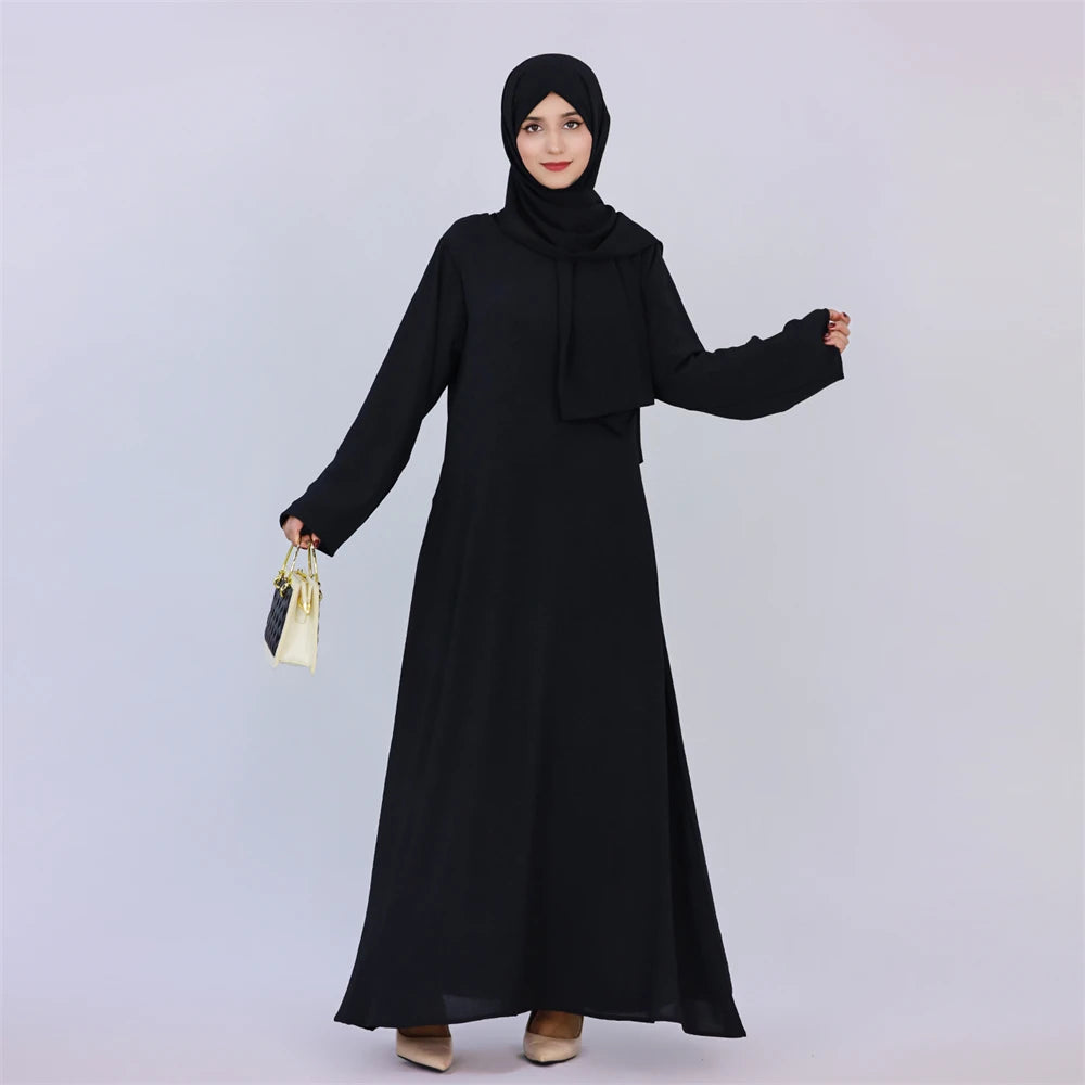 Ramadan Eid Solid Linen Dubai Abaya Turkey Islam Muslim Modest Dress Kaftan Prayer Clothes For Women Kebaya Robe Femme Musulmane