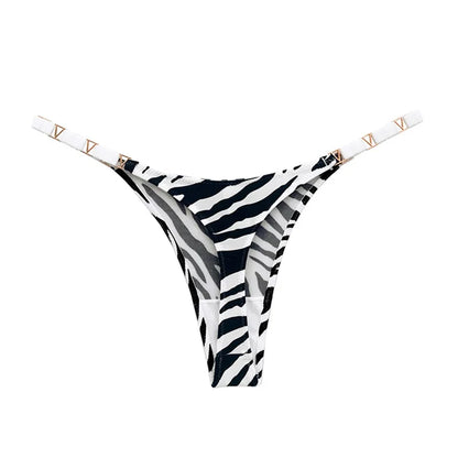Seamless Sexy Thong Women Underwear Briefs Panties Zebra Flower Low Rise Luxury Metal Buckle G String Bikini Girls Female Panty.