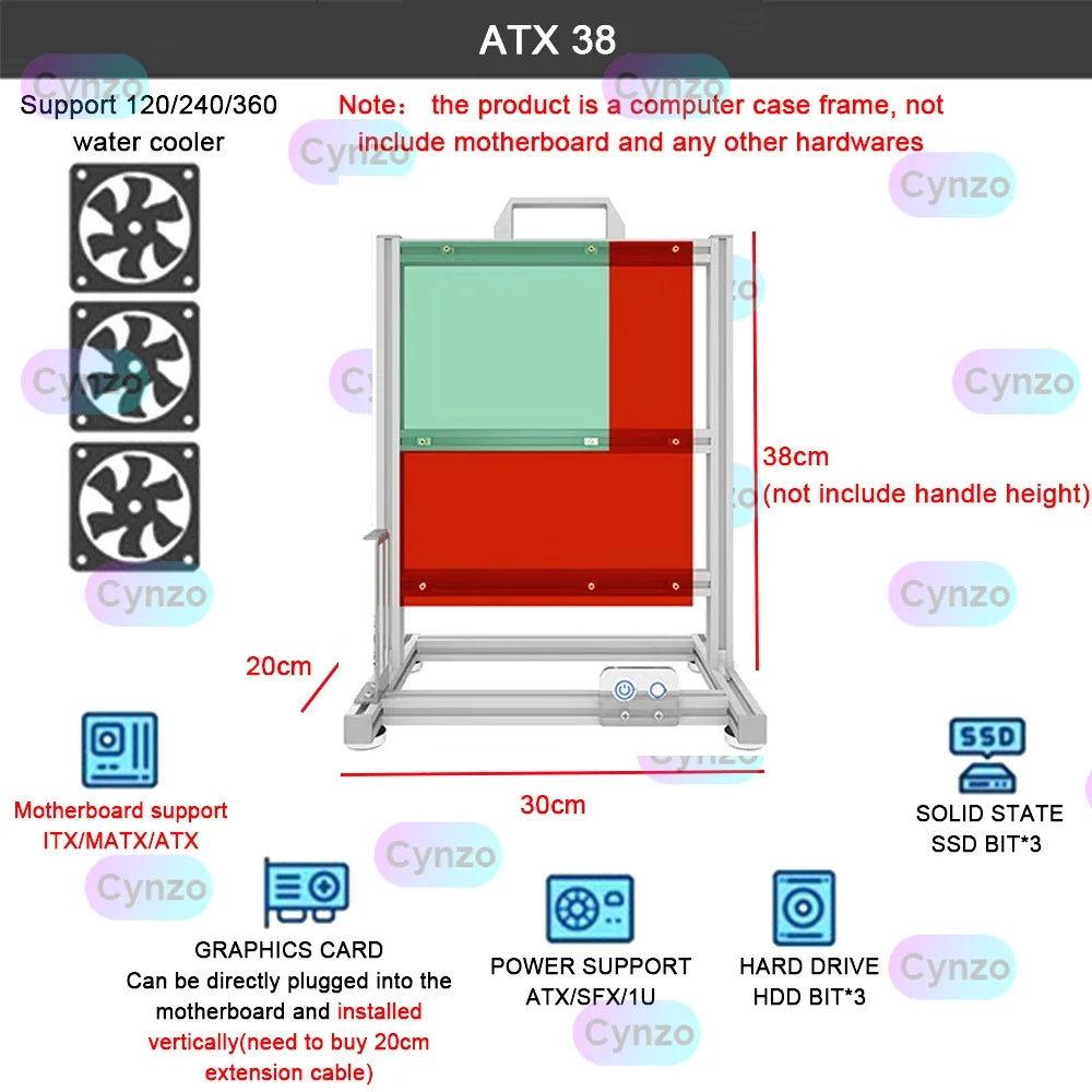 DIY  Gamer Cabinet ITX MATX ATX Open Computer Case Frame Aluminum Alloy Desktop Portable PC Rack DIY Personalized Chassis