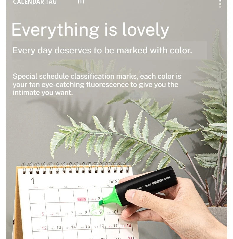 Deli 10-teiliges Textmarker-Set, große Kapazität, Meißelspitze, Bonbonfarben-Marker, Studenten-Briefpapier, Schulbedarf.