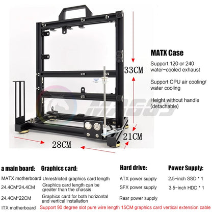 Open Computer Chassis DIY Creative Aluminum Frame Air Water Cooler 360 MOD ATX/ ITX / MATX Frame Desktop Case