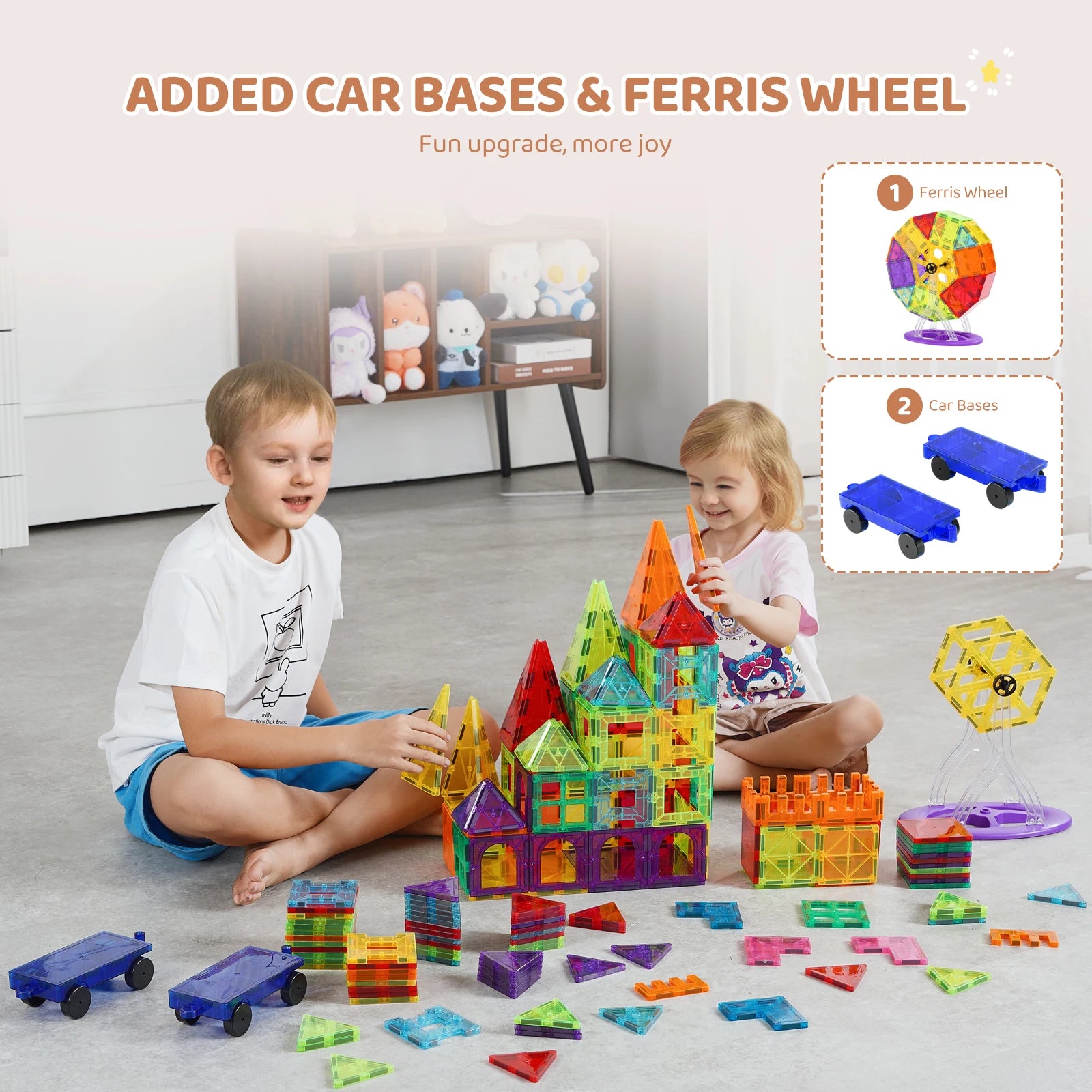 SucceBuy 180PCS Magnetic Building Blocks Construction Children Magnet Tiles Montessori Educational Toys for Kids Birthday Gifts.
