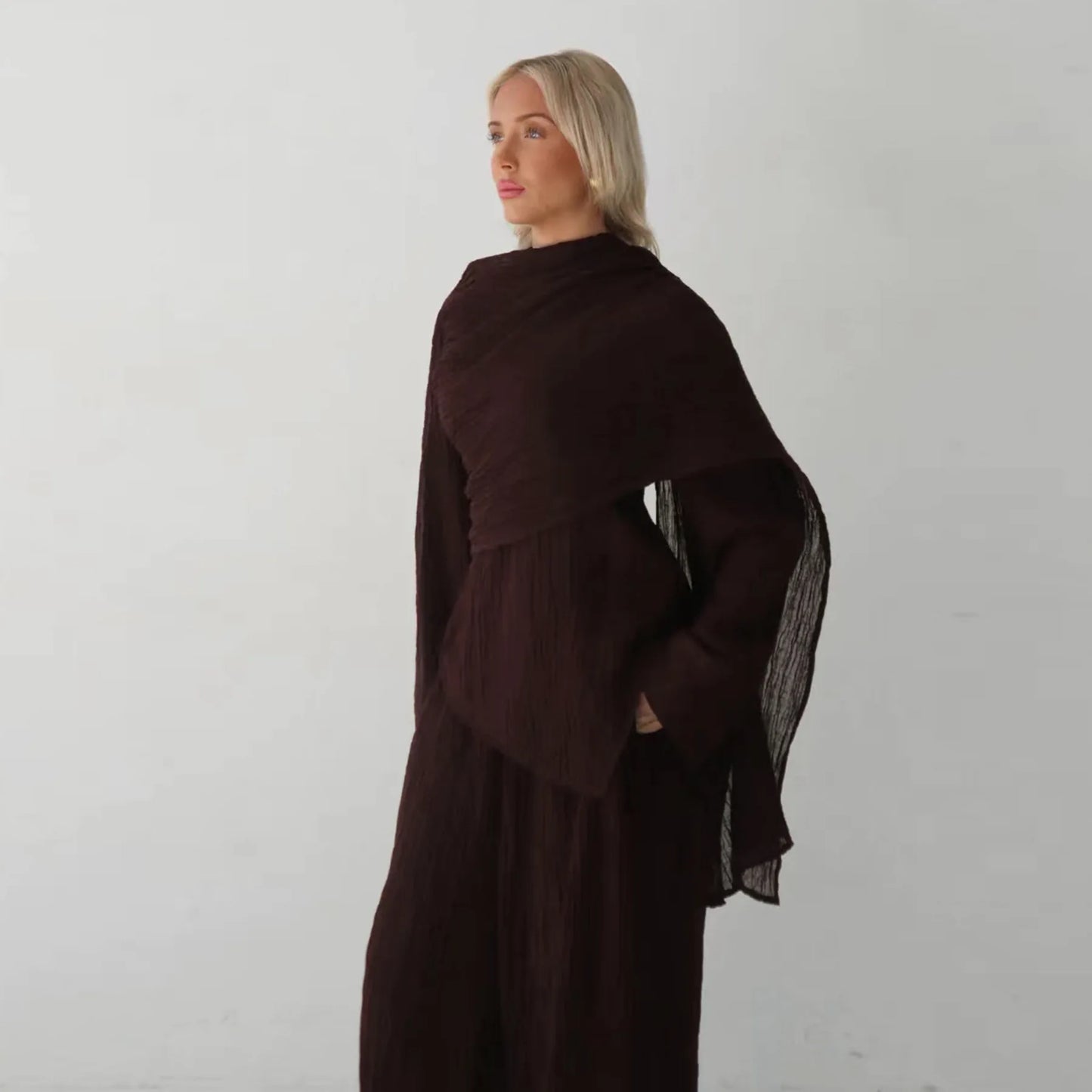 Eid Muslim Women Abaya Set Elegant Dubai Solid Color Button-Down Cardigan and Pants Suit Islam Modest Outfit 2025 Turkey Clothes.