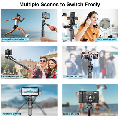 Selfie Stick Tripod with Remote for iPhone Phone Gopro DSLR Camera, 2.0m Extendable Phone Tripod Cold Shoe Mount for Vlog Videos.