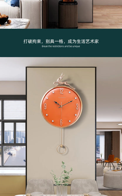 13-Zoll-Wanduhr mit verheißungsvollem Hirsch, nordisches kurzes Design, Wohnzimmer-Dekoration, Küche, Stummschaltung, Uhren, Kunst, Wanduhr, Heimdekoration, NEU