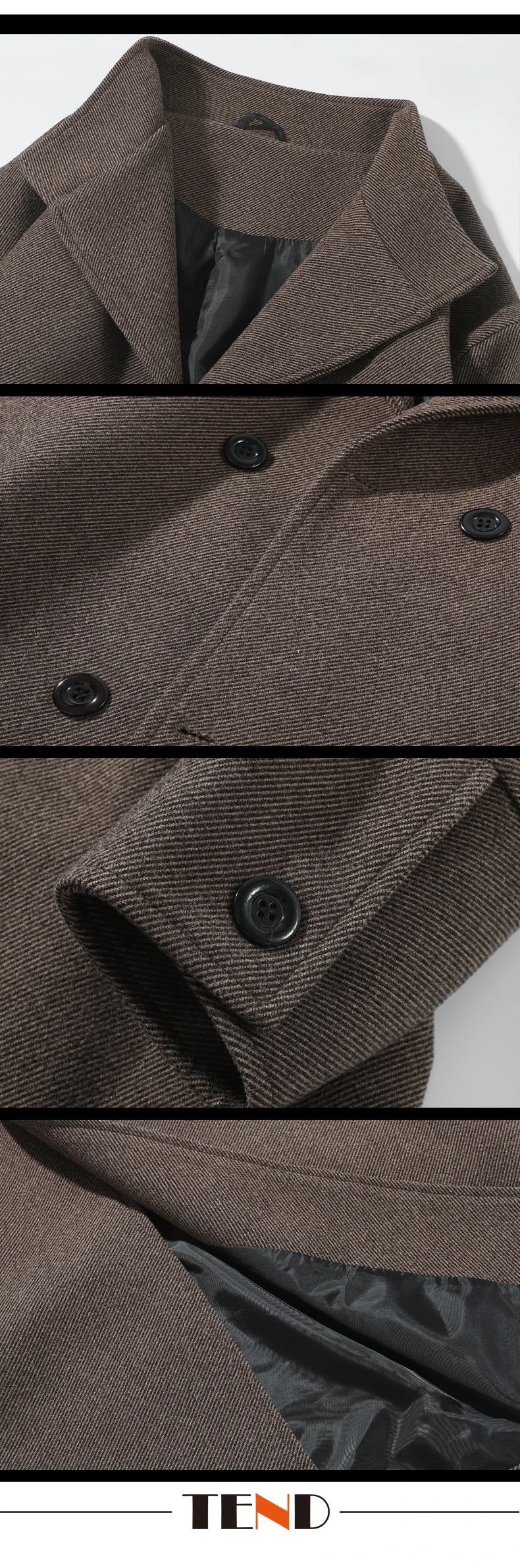 Korean Trend Men's Lapel coat Loose  Casual Double-breasted Overcoat Autumn Winter Fashion New Long Sleeve Woolen Coat.