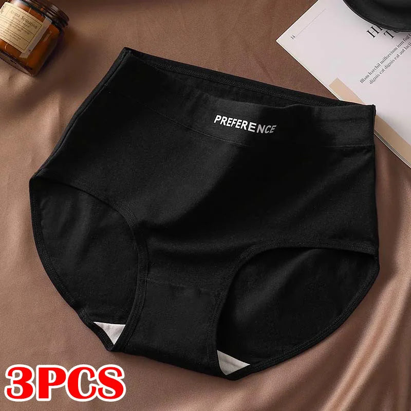 FallSweet 3PCS Seamless Women High Waist Briefs Panties Breathable Cotton Underwear Female Sexy Underpants Large Size Lingerie.