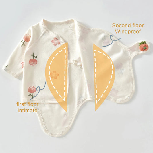 Ircomll 2-teiliger Frühlings- und Herbst-Body für Neugeborene, Baumwolle, langärmelig, Kleidung, Säuglingskleidung, Pyjama, Overalls für Mädchen und Jungen, 0–6 Monate