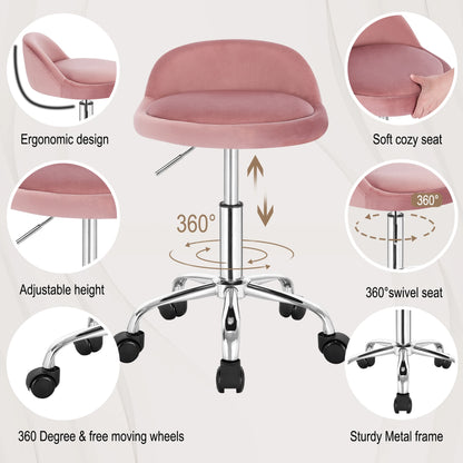 WOLTU Drehbarer Bürostuhl mit Rollen, höhenverstellbarer Computerstuhl mit niedriger Rückenlehne, Arbeitsrolle, Rocker-Schminkhocker