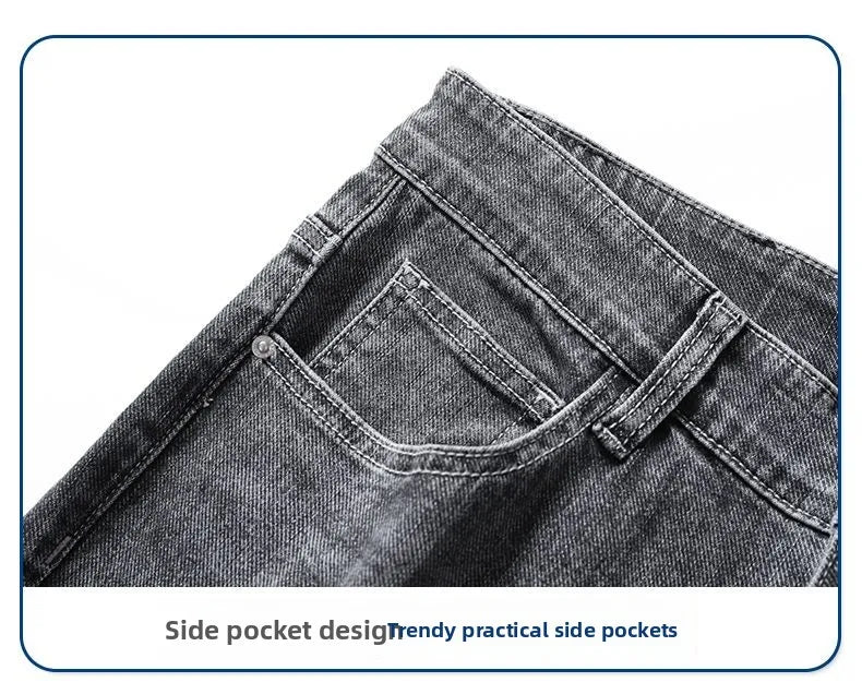 2025 New High Quality Jeans Men Baggy Pants Autumn Straight Cut Loose Solid Denim Pants Streetwear Fashion Pockets Vintage Man.