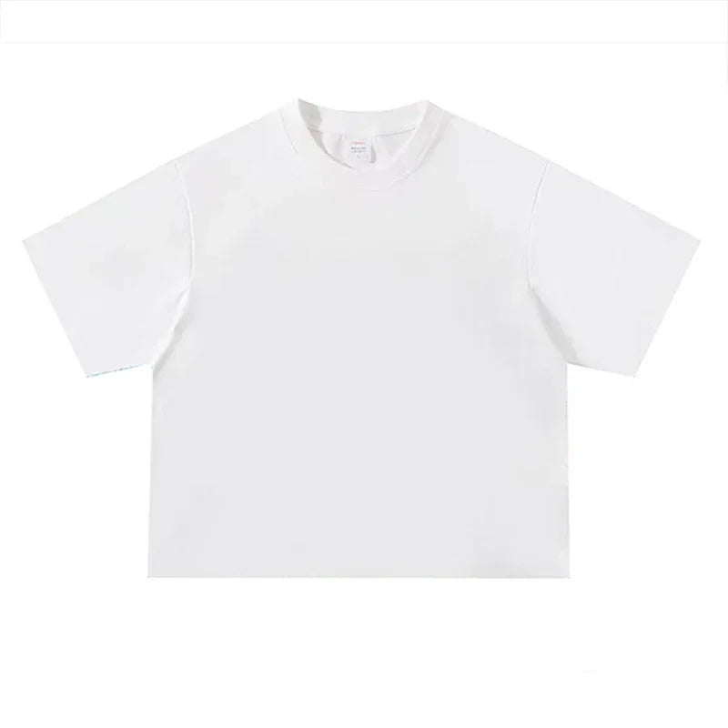 Basic Oversized Boxy Crew Neck T-shirt Mens Heavyweight 240GSM 100% Cotton Half Sleeve T-Shirts Summer Loose Sports Clothing.