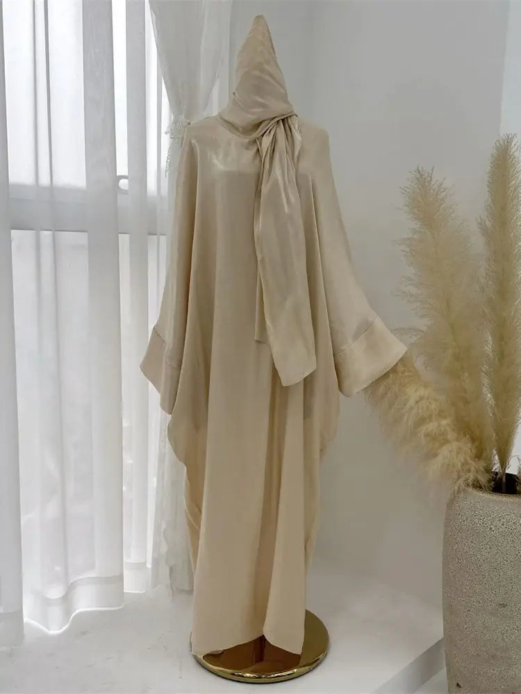 Eid Modest Satin Khimar Abaya Dubai Luxury 2024 Muslim Islam Arabic Abayas For Women Kaftan Hijab Dress Robe Femme Musulmane