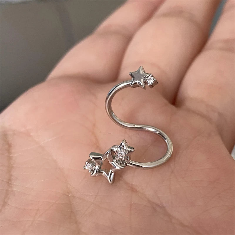 1PCS Star Surround Planet Spiral 316L Stainless Steel Ear Bone Nail for Women New Fashion Silver Color Earrings Accessories.