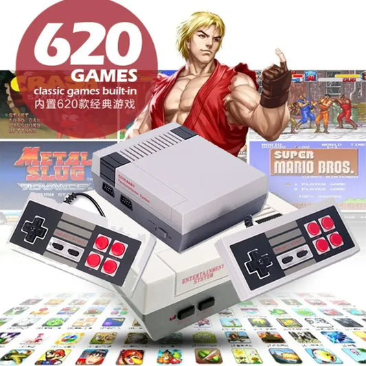 Retro Game Console Classic Mini Video Game System Built-in 620 AV Games 8-Bit FC Nes TV Console for Adults and Kids Gift.