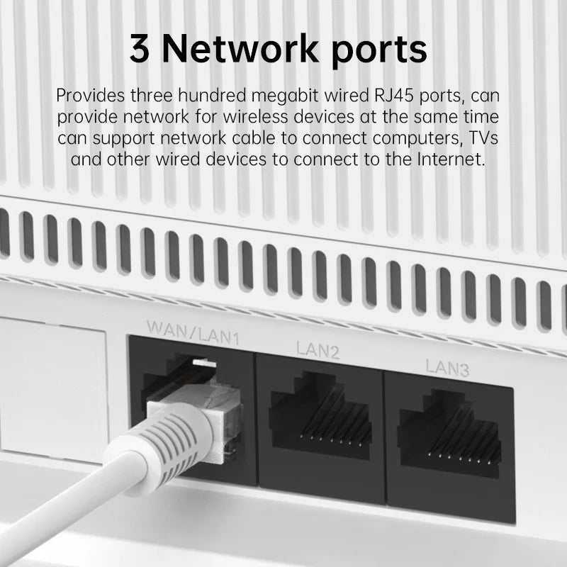 Plery 4G LTE Router 300Mbps WiFi6 Router Plug And Play 2.4G 3 RJ45 Ports 5000mAH Battery Backup For Home/Office/Travel.