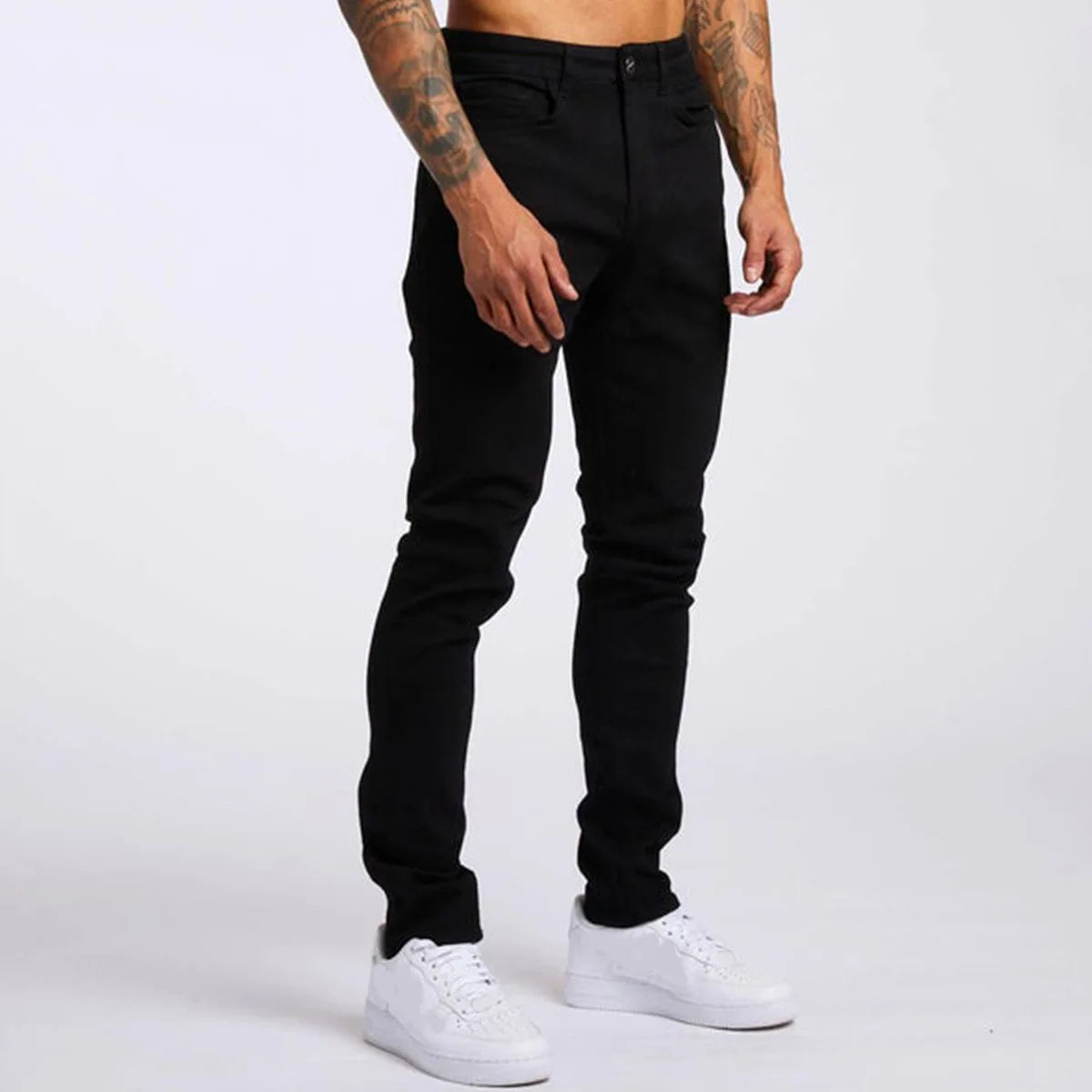 New Style of Denim Men's Jeans Cross-border Ins Trendy Black Slim High Waist Denim Pants Men.