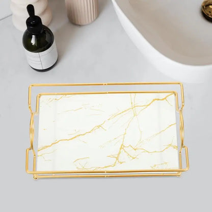 Bathroom Bathroom Trays with Iron Frame Perfume Tray for Dresser Bathroom Countertop Tray Makeup Organizer Cosmetics Storage.