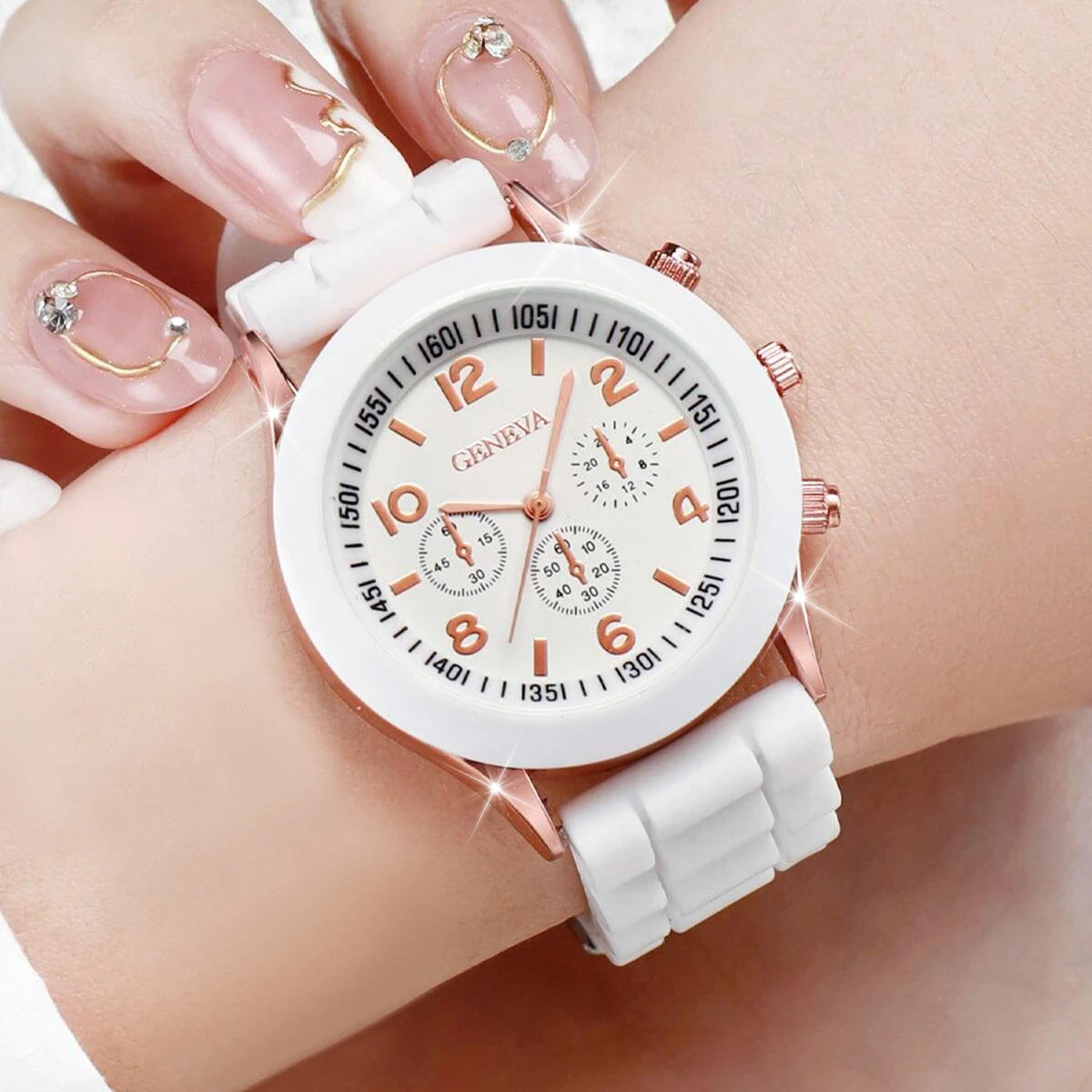 2/3PCS Fashion Silicone Band Women Watches Arabic Dial Ladies Quartz Watch Set Reloj Mujer（Without Box）.