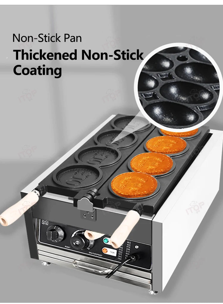 ITOP WG-1 Commerical Coin Waffle Maker Non Stick Pan Waffle Maker Snack Maker Bread Machine Round Waffle Maker Timer 110V 220V.