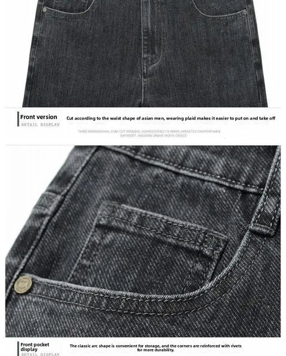 Loose Casual Jeans for Men Mid-aged Thick Winter Long Pants Business Style Straight Leg Spring Autumn Korean Version