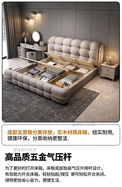 Kopfteil-Aufbewahrungsbetten, gepolstert, minimalistische Doppelbett-Schlafbetten, luxuriös, einzigartig, Muebles Para Dormitorio, Möbelzubehör