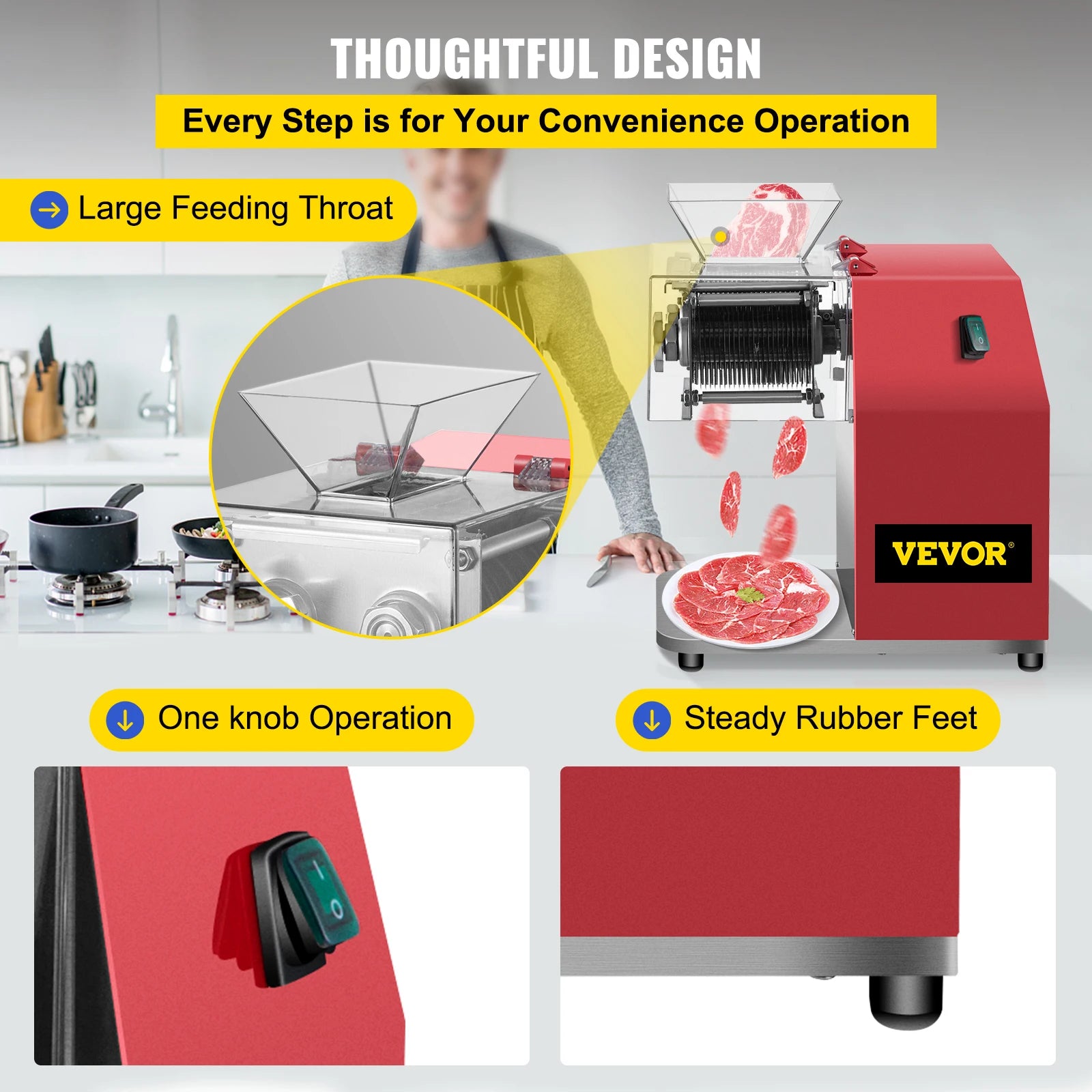 SucceBuy 250kg/H Commercial Electric Meat Slicer Grinder Vegetable Cutter Shred Machine 850W Home Automatic Food Chopper Chipper.