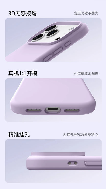 Magnetic Case For iPhone 17 Pro Max 17 Ari MagSafe Luxury Liquid Silicone Comfortable Feel Built in Flocking Protect Cover.