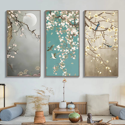 Chinese Simple Ink Art Canvas Poster Flower And Bird Wall Painting Prints Pictures Bedroom Corridor Living Room Decoration Mural.