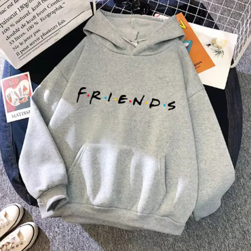 Frauen Freunde Drucken Hoodie Langarm Pullover Mode Kleidung Lässig Einfarbig Weiblichen Frühling Herbst Mode Streetwear.