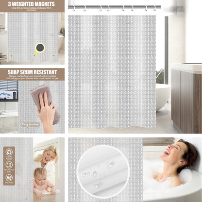 Klarer Duschvorhang, PEVA, transparent, für Badezimmer, wasserdicht, 180 x 200 cm, Badvorhänge, Badezimmer, schimmelfeste Vorhänge mit Haken