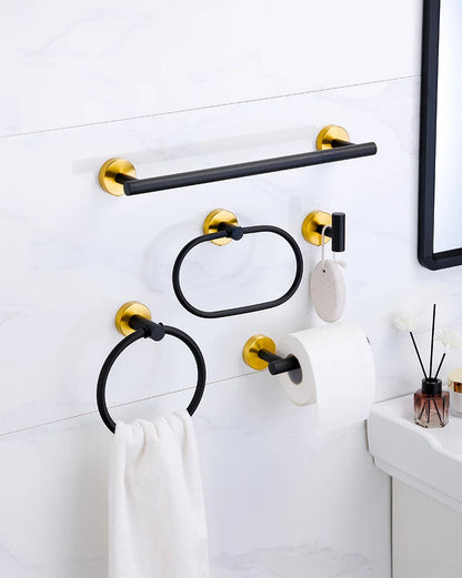 Badezimmer-Hardware-Set aus gebürstetem Gold, Handtuchhalter aus Edelstahl 304, Handtuchring, Toilettenpapierhalter, Kleiderhaken, Badezimmer-Zubehör