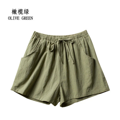 Summer Cotton Linen Shorts Women High Waist Oversize Shorts Short Pants Women Fashion Casual Sports Shorts Female S-XL