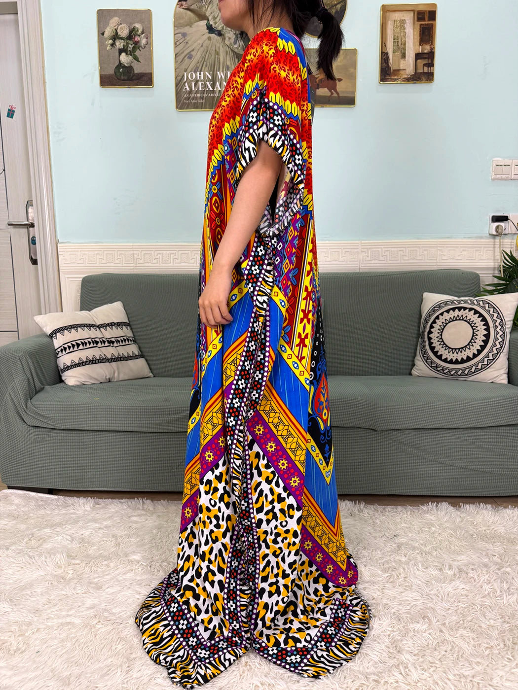 Muslim 2025 New Fashion Sets Abayas For Women Cotton Printed Loose Fit Femme Robe Afircan Islam Dress With 160x80cm Shawl Scarf.