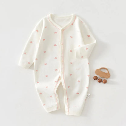 Somenie Baby-Einteiler, Frühling und Herbst, Baumwoll-Pyjama, Jungen- und Mädchen-Baby-Overall, niedlicher bedruckter Body, bequemer Einteiler für Neugeborene.