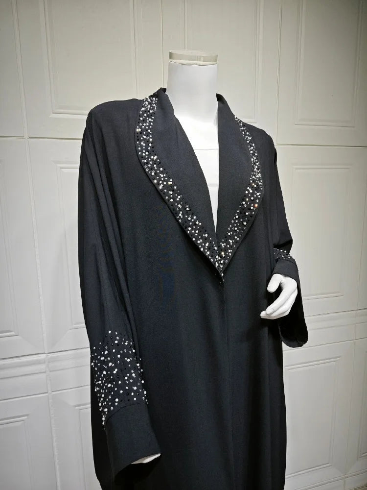 Black Open Kimono Abaya Damen Dubai Luxury Muslim Abayas For Women Kaftan Dress Kebaya Islamic Clothing Robe Femme Musulmane.