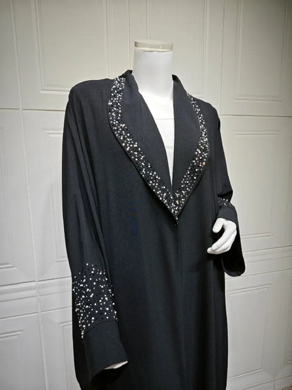 Black Open Kimono Abaya Damen Dubai Luxury Muslim Abayas For Women Kaftan Dress Kebaya Islamic Clothing Robe Femme Musulmane.
