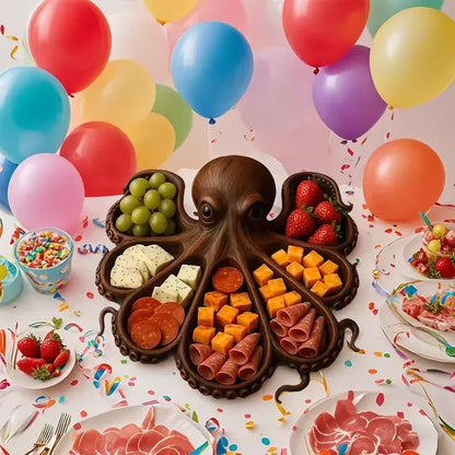 Octopus Wooden Party Food Tray Platter Partition Tray Decoration Octopus Holiday Party Food Tray Kitchen Accessories 2025 New.