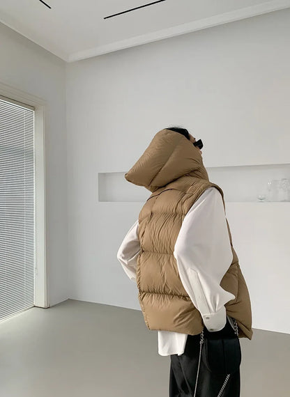 Hirsionsan Herbst Winter Koreanische Weiße Ente Unten Weste Frauen 2023 Neue Einfach Alle-spiel Mäntel FemaleSoft Warme Sleeveness Jacken