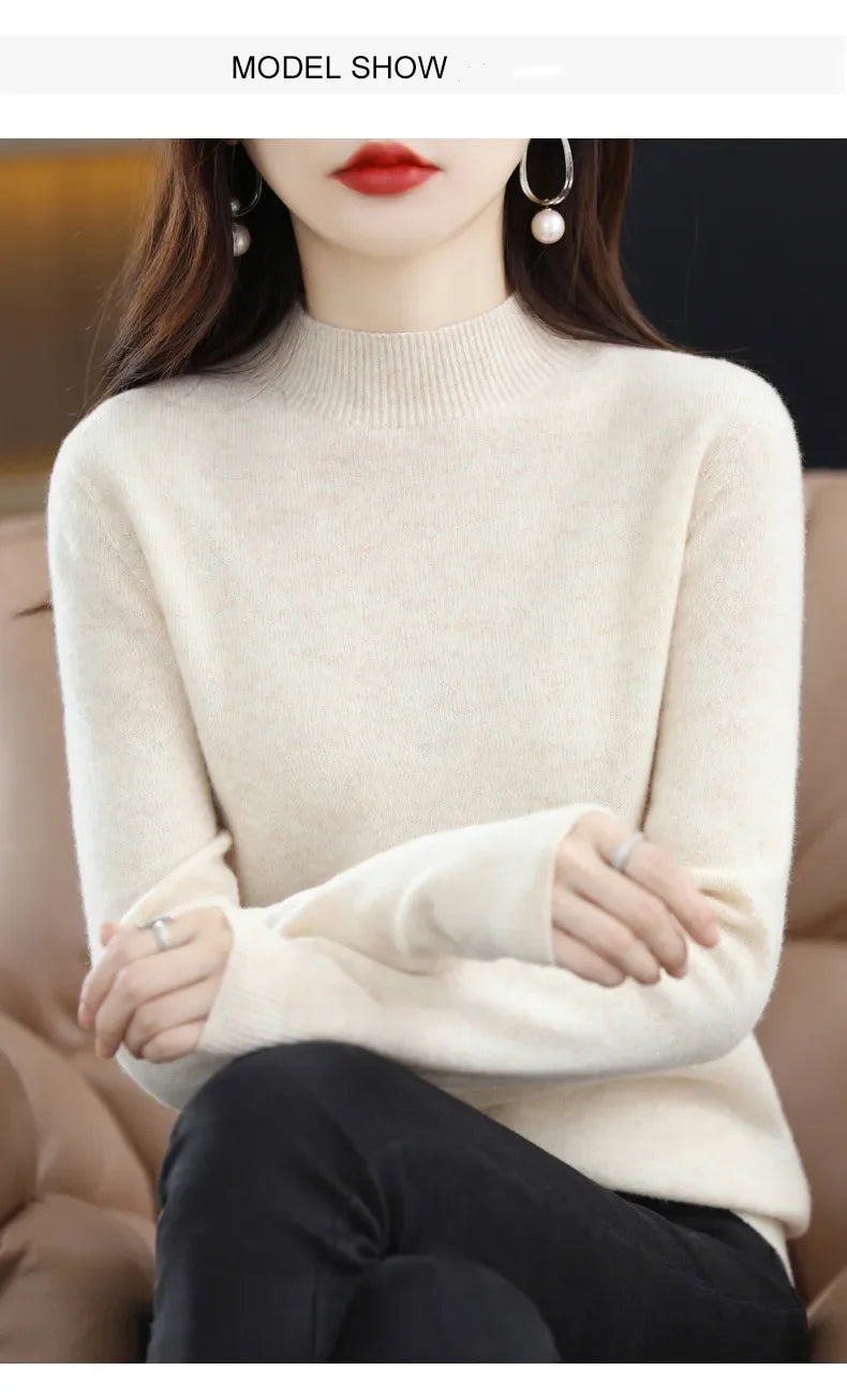 2025 Women's Casual Knit Tops Half-neck Pullover In Autumn And Winter New Cashmere Sweater Women's Coat 19 Colors.