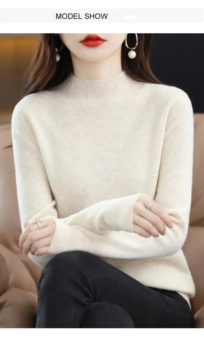 2025 Women's Casual Knit Tops Half-neck Pullover In Autumn And Winter New Cashmere Sweater Women's Coat 19 Colors.