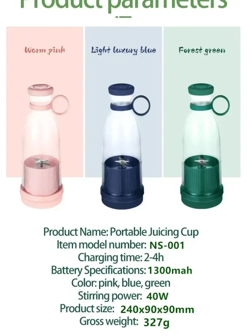 6-Blade Mini Portable Electric Juicer Bottle – USB-Charged, Shakes Orange/Lemon, Works As Fresh Fruit Mixer & Squeezer