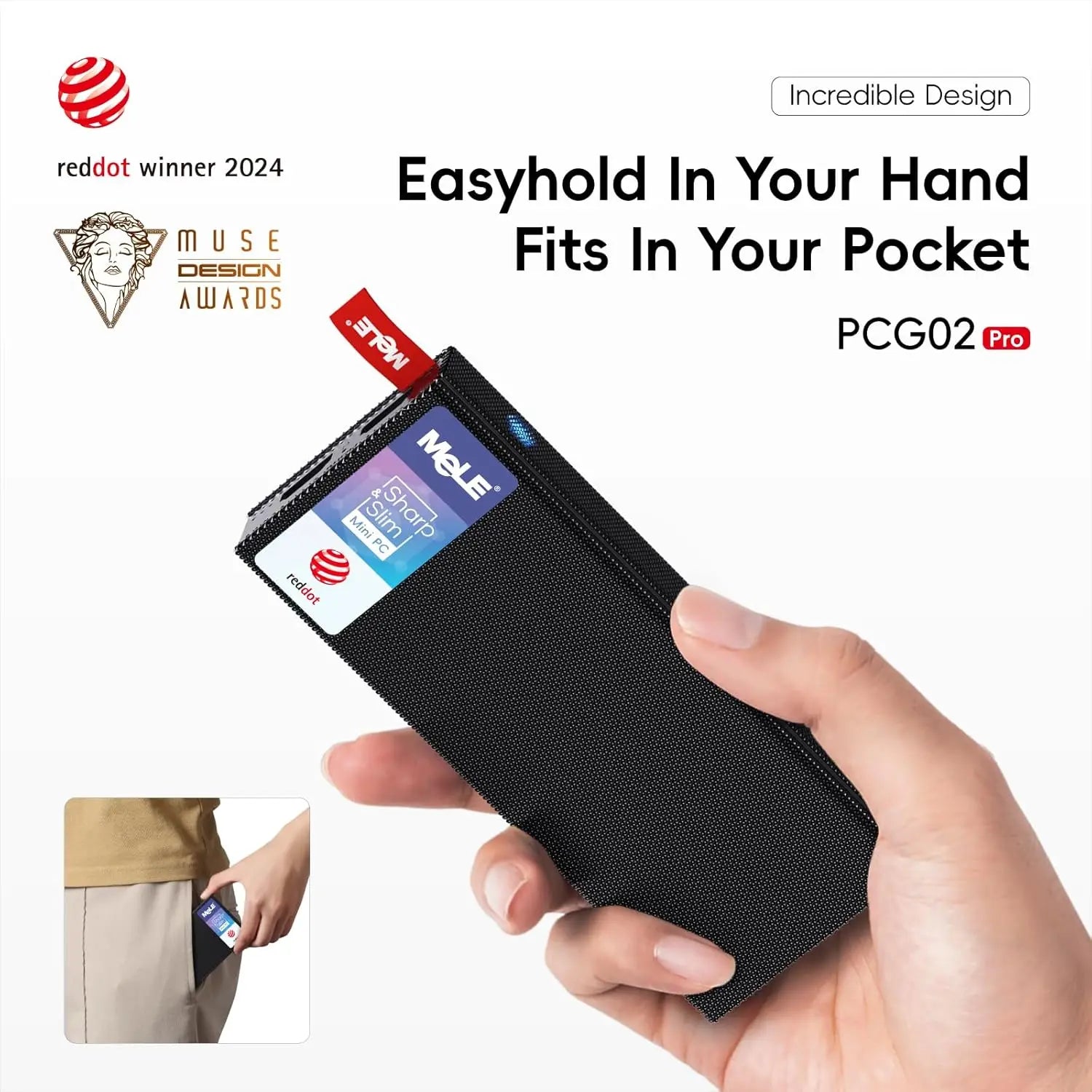 MeLE PCG02 Pro Fanless Mini PC Stick N5105 8GB/256GB, WiFi5 USB PD3.0, Micro Computer Desktop Dual HDMI, Gigabit Ethernet BT5.1.