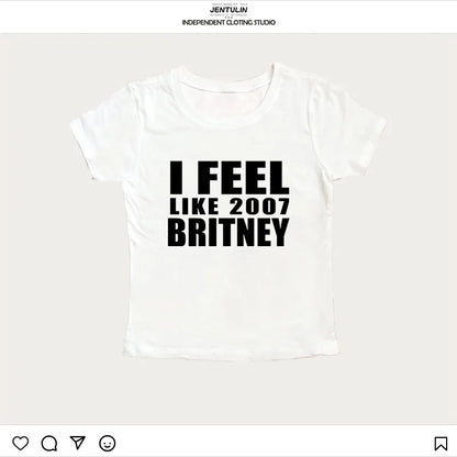 Y2K 2000er Jahre Vintage Crop Top Brief Drucken Casual Kurzarm T-shirt Mode Spicy Girl Sexy Baby T 2025 Sommer Frau Kleidung.