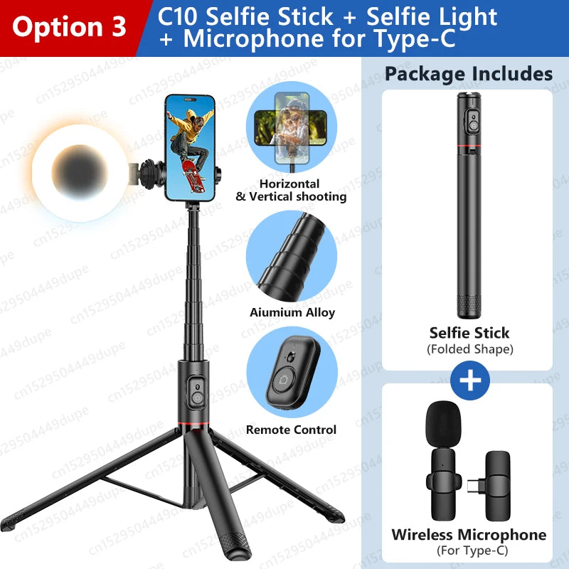Selfie Stick with Wireless Bluetooth Remote, Portable 72 Inch Aluminum Alloy Selfie Stick Phone Tripod for iOS Android Cellphone