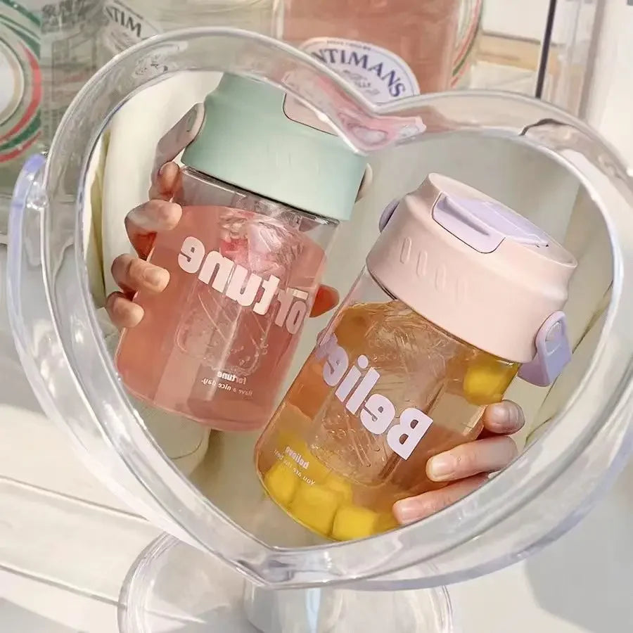 High Aesthetic Large Capacity Portable Sports Straw Cup for Girls Summer New Tea Separator Student Cup Water Bottle Gift.