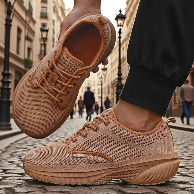 Wide Toe Platform Men Shoes Breathable Mesh Knitted Soft Soled Running Shoesmultifunctional Fashionable Outdoor Sneakers for Men.