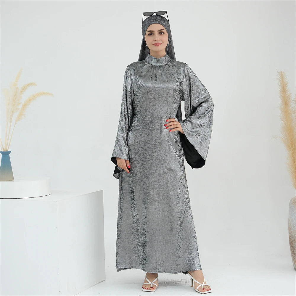 Ramadan Satin Shimmer Abaya Damen Dubai Luxury Islam Muslim Kaftan Dresses Kebaya Abayas For Women Robe Musulmane Femme Vestidos